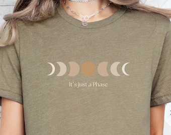 Women's T-Shirt with Moon Phases, Mama Shirt, Moon, mystical spiritual, Boho Vintage Moon Shirt, Luna Month