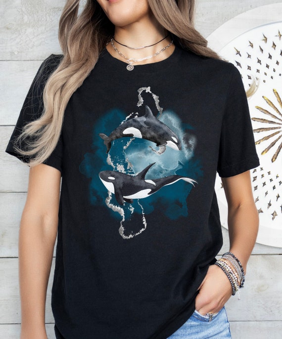 Orcas T-Shirt, Unisex Orca T-Shirt, Wal-Shirt, Orca-Shirt, Hai-Shirt, Meeresbiologie-Geschenk für Sie/Ihn, Sommer Urlaub, Summer Shirt