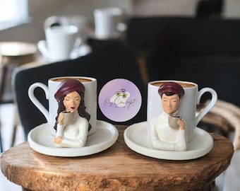 kahve tutan sevgililer türk kahvesi fincanı