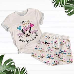 Minnie Mouse Disney Bound Outfit, Cute Pink Bow Summer Shorts and T-shirt, Summer Gift For Mom, Summer Unisex Tee, Disney Shorts