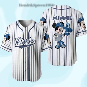 Gepersonaliseerd Minnie Mouse honkbalshirt, Minnie speelt honkbal, Minnie Mouse shirt, cartoon basketbal, Disney honkbalteam