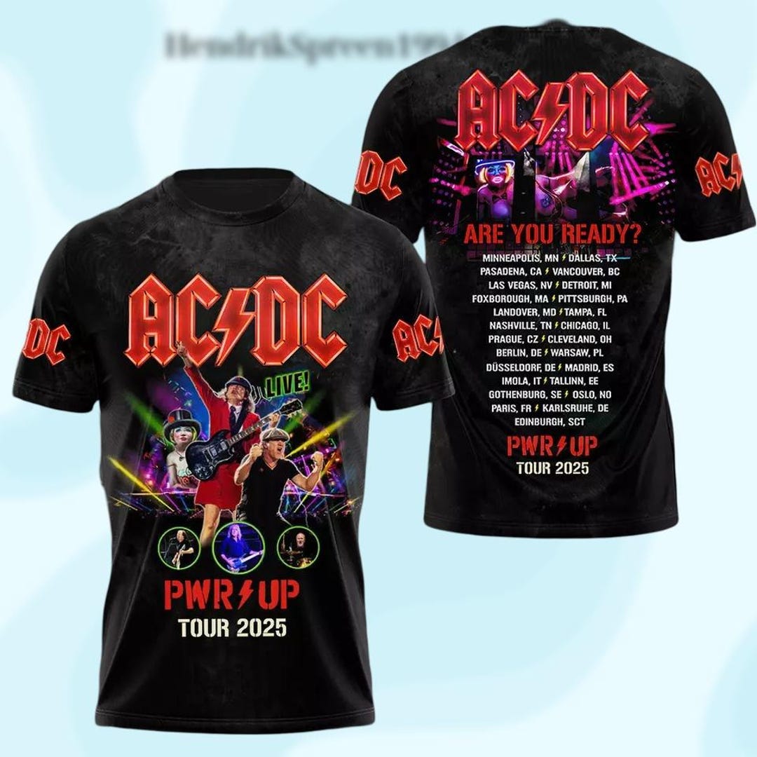 ACDC Power up Live Tour 2025 Shirt, Rock Band Music Tee, Vintage ...