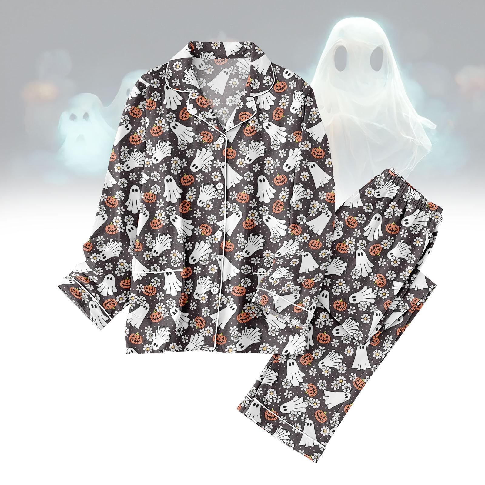 Discover Halloween Ghost Pumpkin Pajamas Set, Halloween Spooky Season Sleepwear, Spooky Cute Pajama Matching Pjs, Halloween Gift For Kid