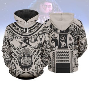Sudadera con capucha 3D de Maui Moana, camiseta 3D de disfraz de Maui para hombre, camiseta de disfraz de cosplay con tatuaje, camiseta con estampado completo de Maui, cosplay de Halloween