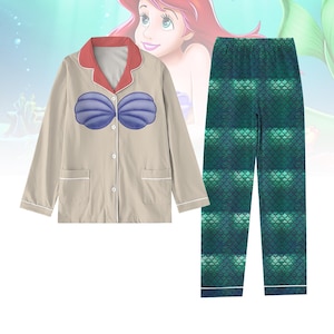 Ariel Mermaid Pajamas, Under the Sea Sleep Set, Little Mermaid Disney Inspired PJs, Halloween Costume Sleepwear, Ariel Pajamas Kids Gif