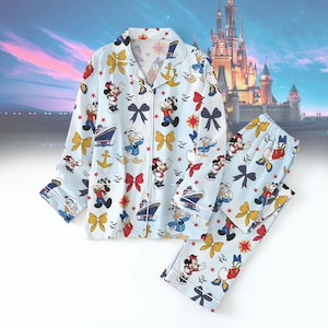 Disney Cruise Pajamas Set, Mickey And Friends Cruise Pjs Set, Disney Cruise Sleepwear, Cozy Lounge Set, Fun Character Nightwear