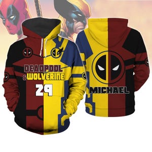 Halloween Deadpool And Wolverine Costume Hoodie, Deadpool Shirt, Superhero Sweatshirt, Men&#39;s Halloween Cosplay Costume