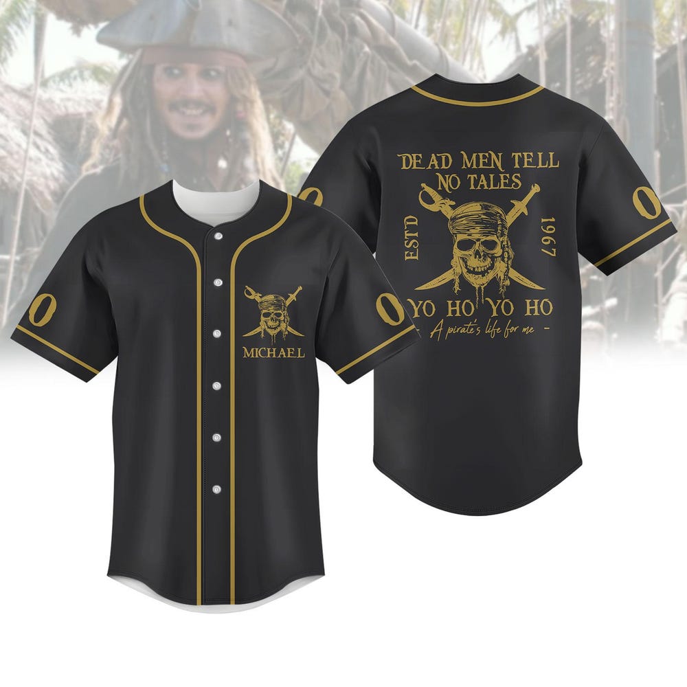 Snorider Design Pirates Of The Caribbean Dead Men Tell No More Tales Baseball Jersey, Dead Men Tell No Tales Jersey, Disney Dad Baseball Jersey