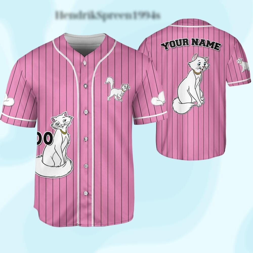 Personalized Marie Cat Baseball Jersey, The Aristocats Jersey Shirt, Cute Marie Baseball Jersey, Disney The Aristocats Shirt, Gift For