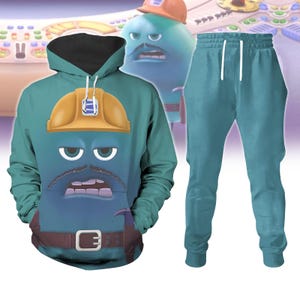 Inside Out Fritz Hoodie Jogger, Pixar Cosplay Costume, Construction Worker Loungewear, Halloween Fritz Costume Cosplay Hoodie