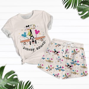 Disney Bound 2025 Tshirt, Cute Cartoon Airplane Summer Shorts and T-shirt, Combo Summer Gift For Father, Disney Summer Shorts