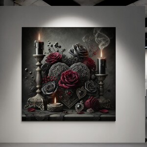 Gothic Romance Canvas Art: Roses & Candles Decor