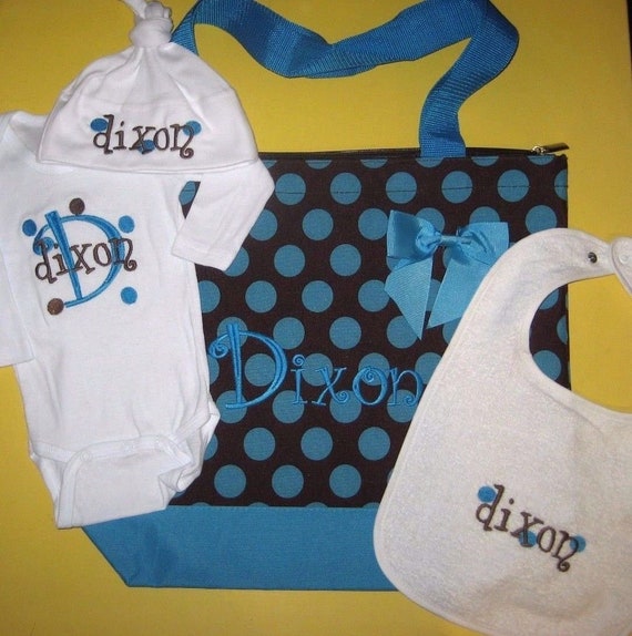 CREEPER T Shirt /& HAT Gift Set PINK DOTS PERSONALIZED Baby Girl Diaper TOTE BAG