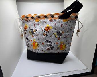 Drawstring Project Bag with Pocket - Mickey Halloween