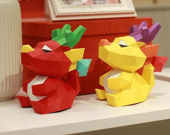 DIY Chinese Dragon Papercraft - Easy-to-Assemble 3D Model Kit for Art Lovers and Crafters