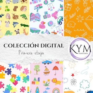 Papel digital, papelería, diseño niño, diseño niña, papelería para álbum. PNG