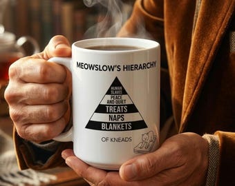 Cat Mug - Maslow Hierarchy of Needs Funny Psychology Gift