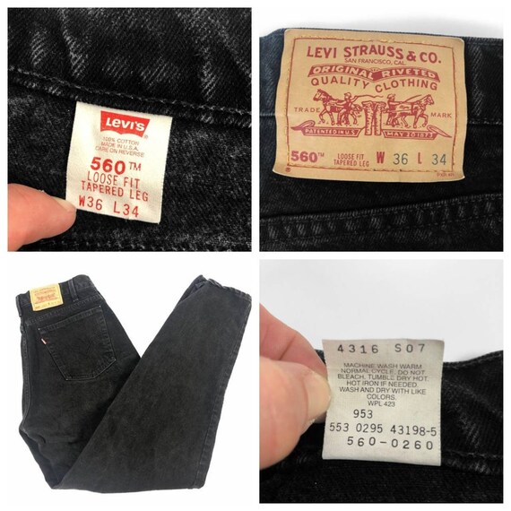 Vintage 90s Levi's 560 Faded Black Mom Jeans / Dad
