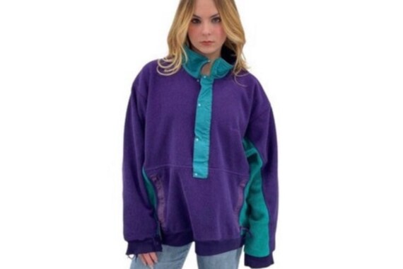 Vintage 90s Patagonia Fleece Pullover Purple & Turquoise - Etsy Israel