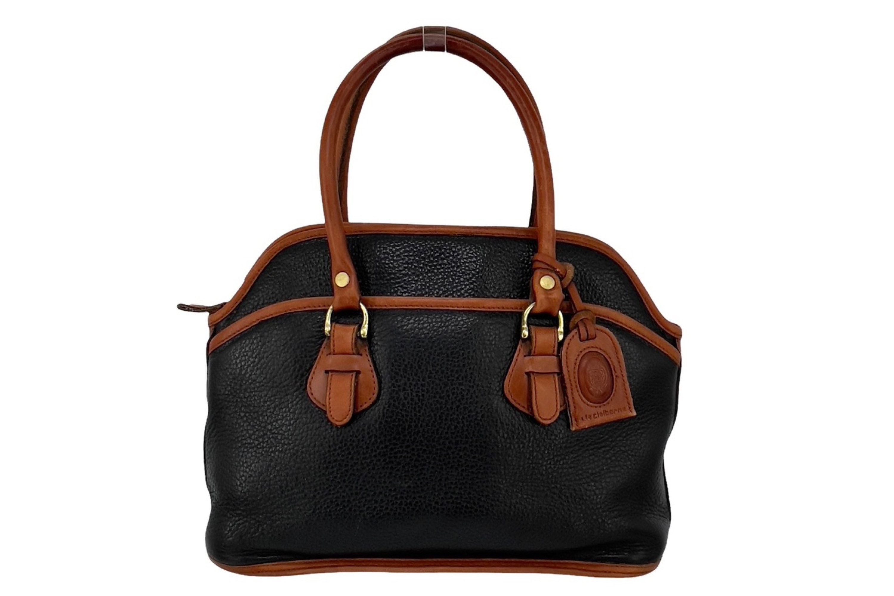 Vintage Dkny Chocolate Brown Taupe Jacquard Leather Logo Satchel Dr. Speedy Bag Purse Handbag Hand Bag Tote