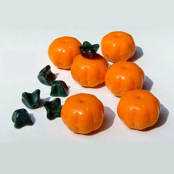 Pumpkin Harvest Beads Czech Glass Wine Charms More 11mm