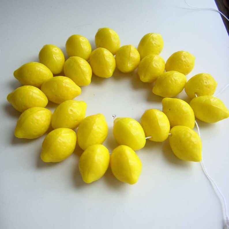 Lemon Glass Fruit Beads Czech Opaque Great for Charms Jewelry Crafts Miniature Fun
