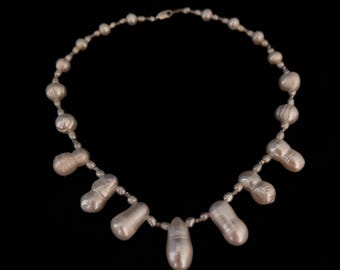 Baroque Pearl Royal Necklace Silver Vintage Jewelry - Tetouan Necklace