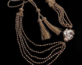 Rare Baroque Pearl Gold Necklace