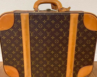 Autentico bagaglio vintage Louis Vuitton raro monogramma Stratos 60 con custodia rigida