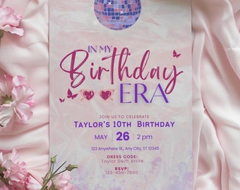Teen Birthday Girl Music Party Invitation: Purple and Blue Eras (Digital Printable)