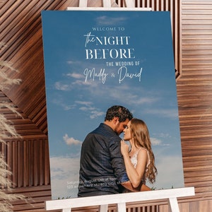 Rehearsal Dinner Sign With Picture, Rehearsal Dinner Welcome Sign with Photo, Editable The Night Before Wedding Rehearsal Sign