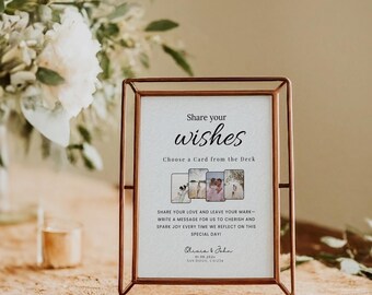 Gastbord voor speelkaarten. Teken ons gastenboek. Bewerkbare tekensjabloon. Kies een kaart. Een willekeurige kaart. Aangepast bord met speelkaart bruiloft