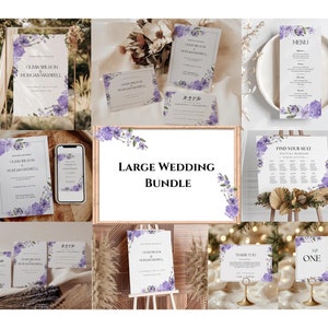 Lot de modèles de mariage lavande, grand lot de mariage • TÉLÉCHARGEMENT IMMÉDIAT • Modèles modifiables et imprimables bleu roi