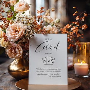 Playing Card Guest Sign Guest Book Please Sign Our Guestbook Editable Sign Template Pick A Card Any Card Custom Wedding Playing Card Sign