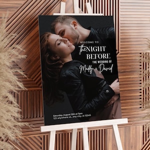 Rehearsal Dinner Sign With Picture, Rehearsal Dinner Welcome Sign with Photo, Editable The Night Before Wedding Rehearsal Sign