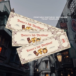 Editable Magical evite template, Wizard Birthday Invitation, printable train ticket Invite, Witches Invitation, Magical Birthday boy girl