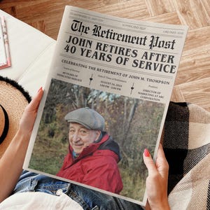 Retirement Newspaper | Work Anniversary Gift | Retirement Card Poster Sign | Retirement Party Decoration Retirement Gift