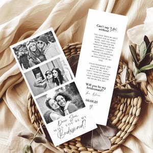 Will you Be My Bridesmaid Card Photo Strip Template with Photo, Will You Be My Maid of Honor, Bridesmaid Photo Proposal Card, Maid of Honors
