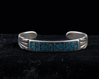 Vintage Native American Crushed Turquoise Mosaic Cuff. Unsigned