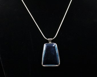Polished Hematite and Silver Pendant, Signed