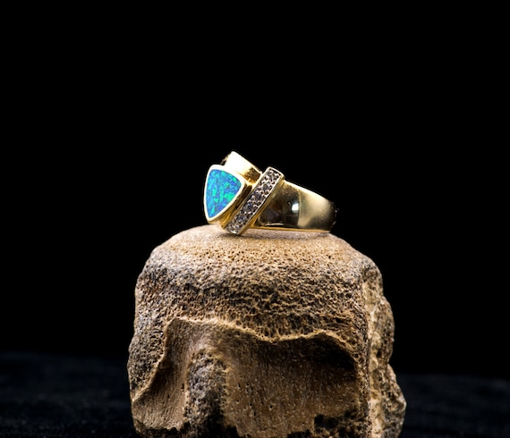 Black Opal and Diamond Ring. - image 2
