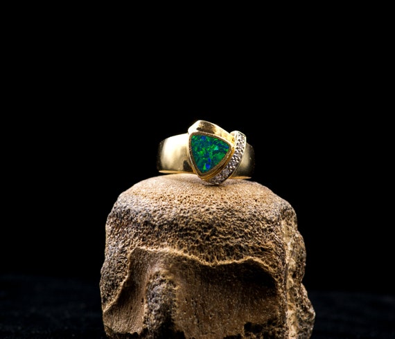 Black Opal and Diamond Ring. - image 1