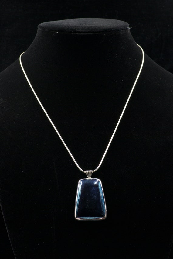 Polished Hematite and Silver Pendant, Signed