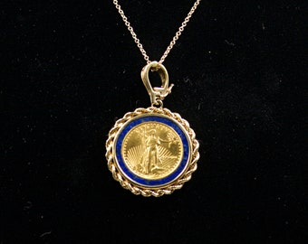 1989 St Gaudens 5 Dollar 1/10 oz Gold Coin Pendant