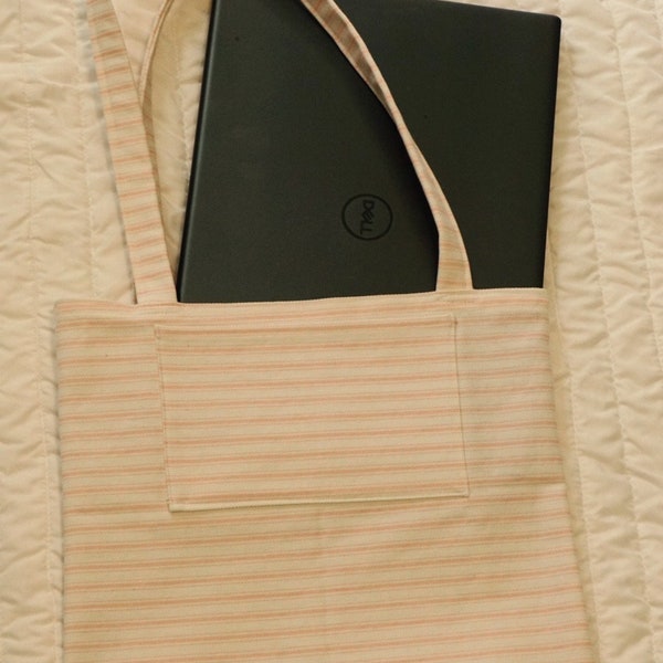 Striped tote bag. Perfect for all your summer adventures, studying at a coffee shop, going to the beach , and so much more !