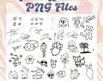 Doodles de Kpop de TWICE: 33 diseños imprimibles (Paquete de archivos digitales 1)