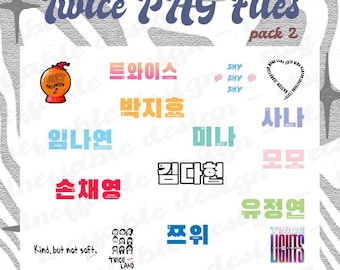 Archivo digital de pegatinas con diseños gráficos de Kpop de TWICE (paquete de 2)