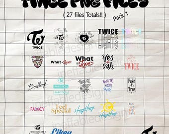 Diseños gráficos y stickers de TWICE Kpop (Paquete 1)