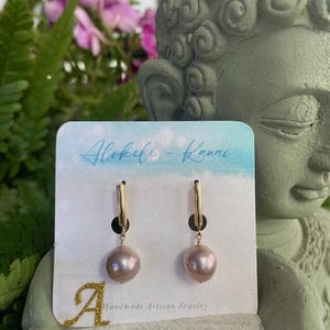 Lustrous Edison Pearl Leverback Earrings in 14k Gold Fill or Sterling Silver (R3)