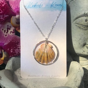 Halo Adorned Hawaiian Sunrise Shells in Sterling Silver or 14k Gold Fill (R5)